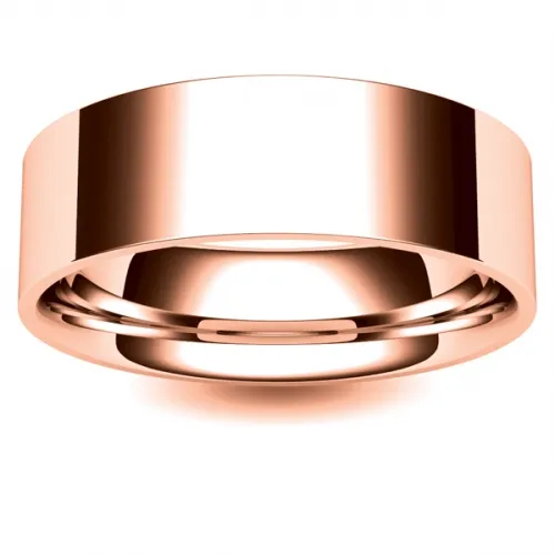 Flat Court Very Heavy -  7mm (FCH7R) Rose Gold Wedding Ring